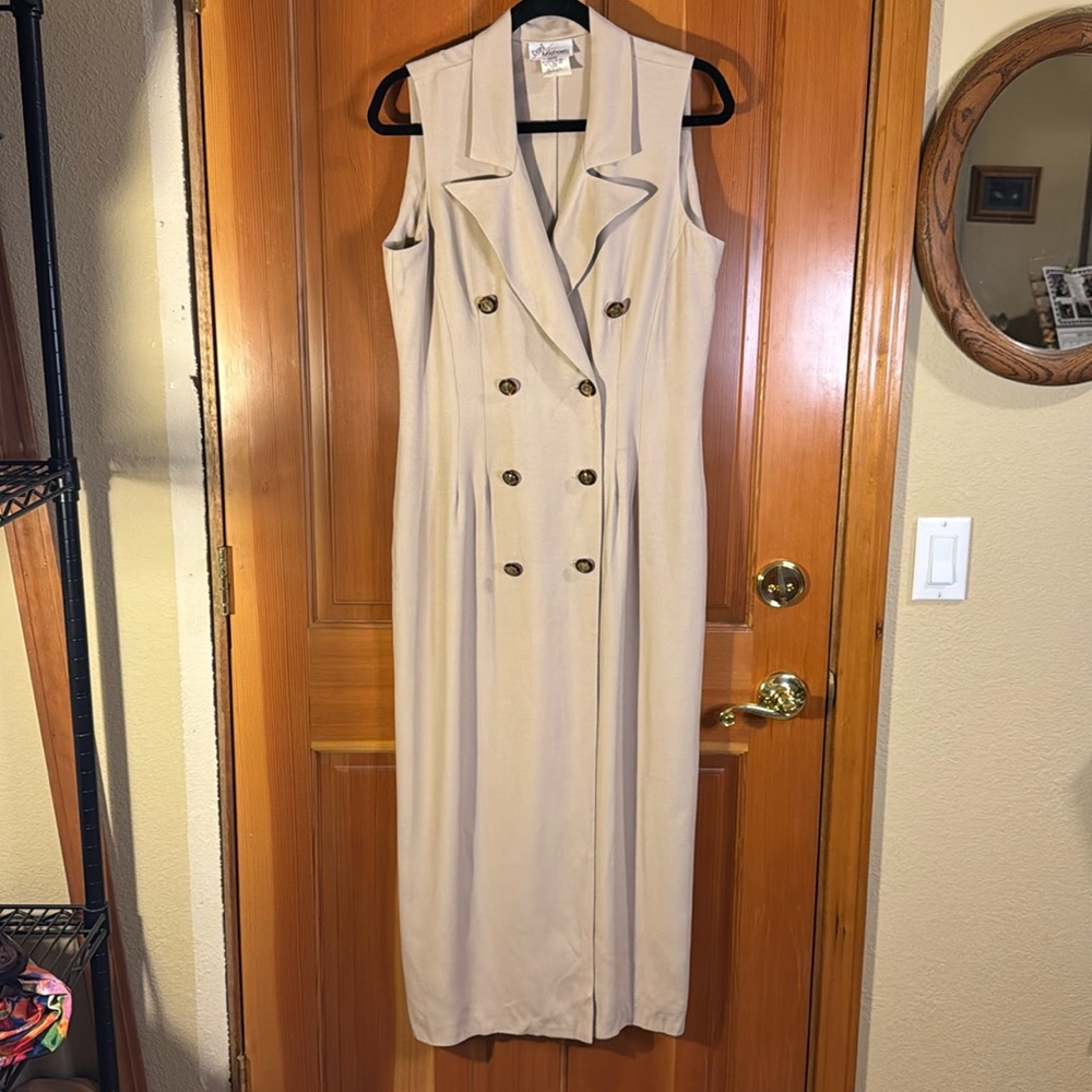 Tan Dani Michaels Double Breasted Trench Lapel Dress-11/12